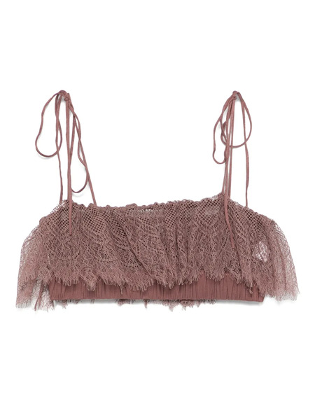  Pnk Lace-trimmed Crop Top - Pink 