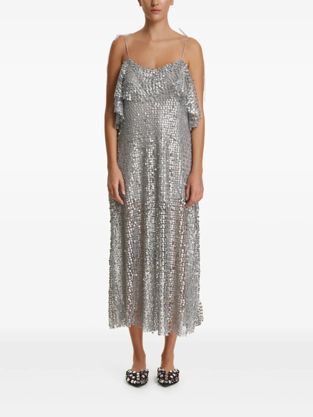 Pnk Sequin Ruffled Midi Dress - Grey 