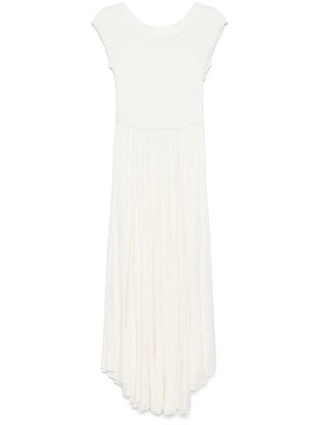  Pnk Shirred-panel Midi Dress - White 