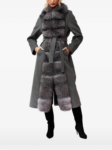  Poche Paris Belted Midi Coat - Grey 