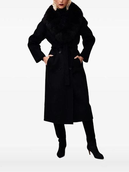  Poche Paris Single-breasted Belted Coat - Black 