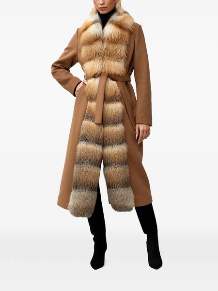  Poche Paris Single-breasted Belted Coat - Brown 
