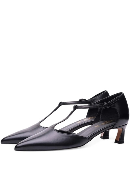  Poche Paris T-strap Buckle Pumps - Black 
