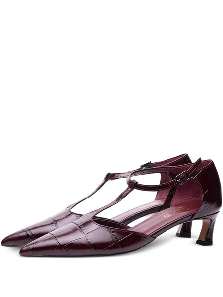  Poche Paris T-strap Pointed-toe Pumps - Red 