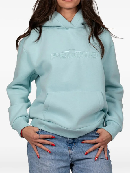  Podhio Embossed Hooded Sweatshirt - Blue 