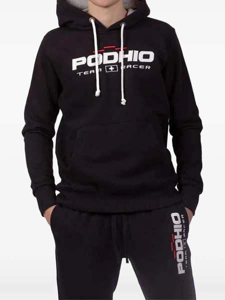  Podhio Logo-embroidered Hoodie - Black 