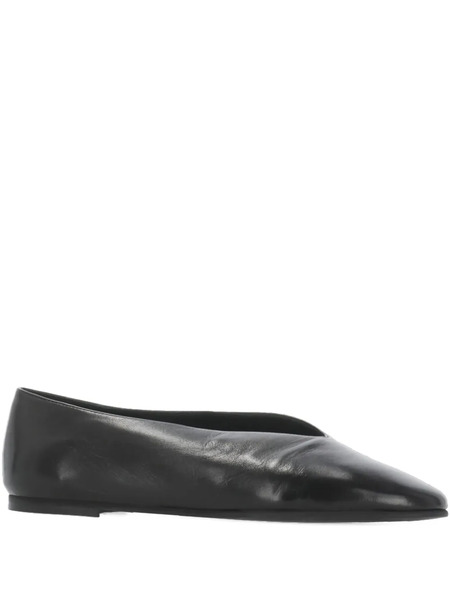  Poeve Reese Round-toe Leather Ballet Flats - Black 