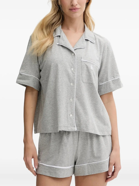  Polo Ralph Lauren Button-front Piped-trim Pajamas - Grey 