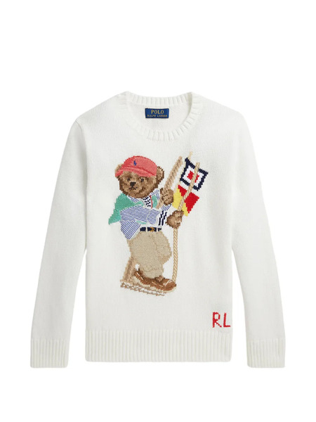  Polo Ralph Lauren Kids Bear-embellishment Sweater - White 