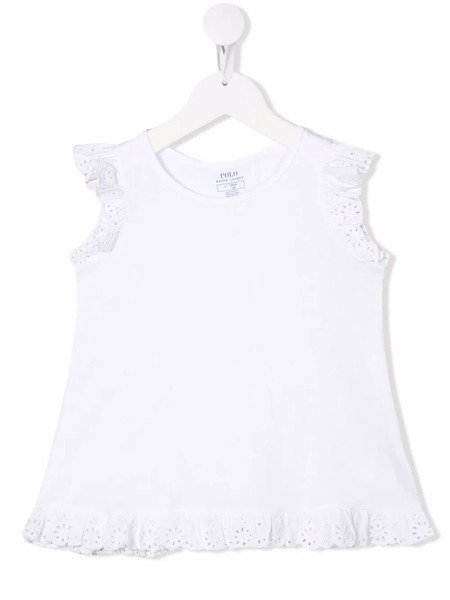  Polo Ralph Lauren Kids Floral-lace Detail T-shirt - White 