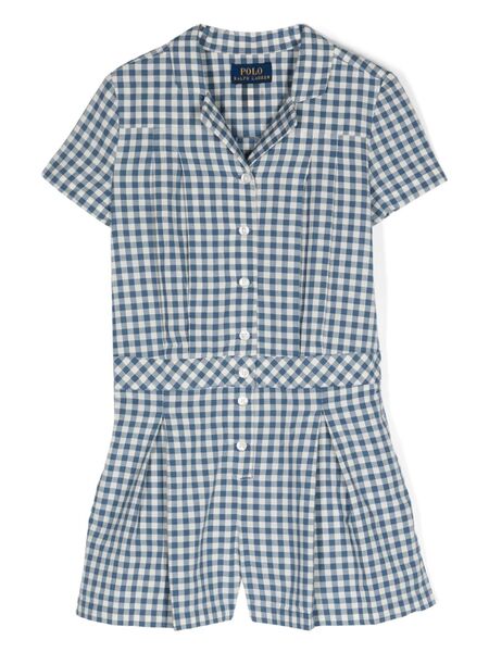  Polo Ralph Lauren Kids Gingham-check Playsuit - Blue 