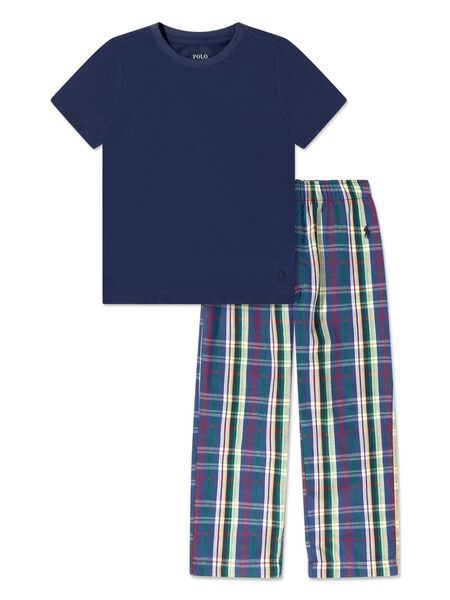  Polo Ralph Lauren Kids Plaid-check Pajamas - Blue 