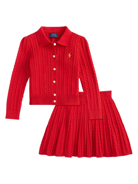  Polo Ralph Lauren Kids Pleated Skirt Set - Red 