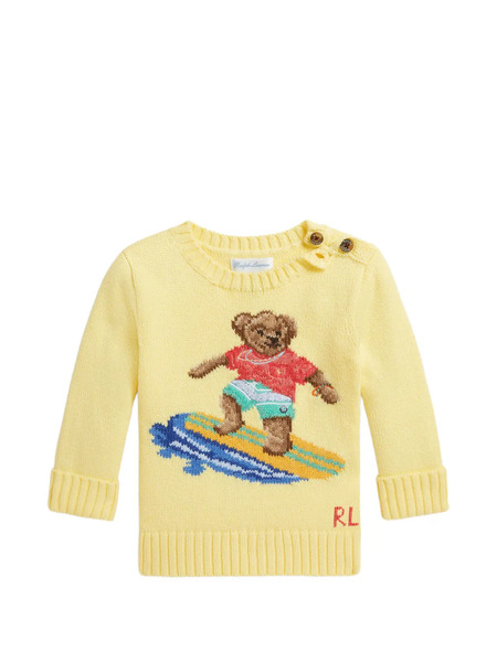  Polo Ralph Lauren Kids Round-neck Bear-embroidered Sweater - Yellow 
