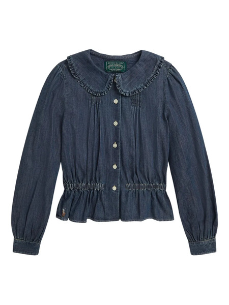  Polo Ralph Lauren Kids Ruffled-collar Denim Blouse - Blue 