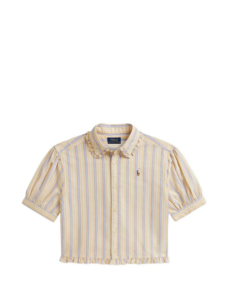  Polo Ralph Lauren Kids Ruffled-trim Striped Shirt - Yellow 