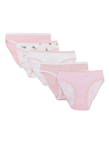  Polo Ralph Lauren Kids Striped Briefs (set Of Five) - Pink 