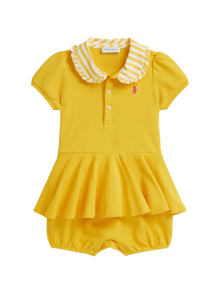  Polo Ralph Lauren Kids Striped Ruffled Shorties - Yellow 