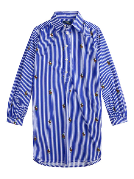  Polo Ralph Lauren Kids Striped Shirt Dress - Blue 