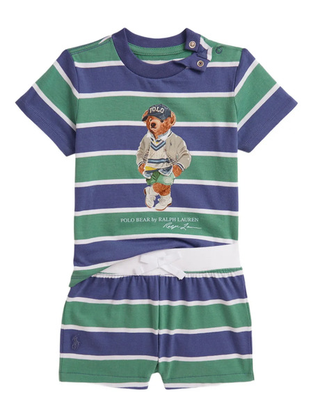  Polo Ralph Lauren Kids Striped Shorts Set - Blue 