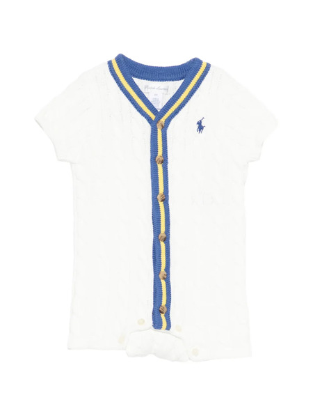  Polo Ralph Lauren Kids V-neck Romper - White 