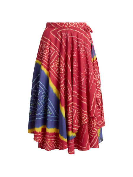  Polo Ralph Lauren Printed Side-tie Midi Skirt - Red 