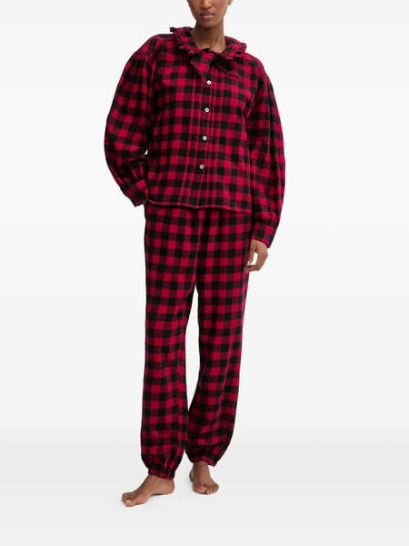  Polo Ralph Lauren Ruffled-collar Check-pattern Pajama - Red 