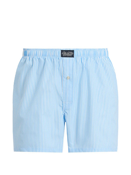  Polo Ralph Lauren Striped-pattern Logo-patch Boxer - Blue 