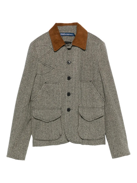  Polo Ralph Lauren Suede-trim Herringbone Jacket - Black 