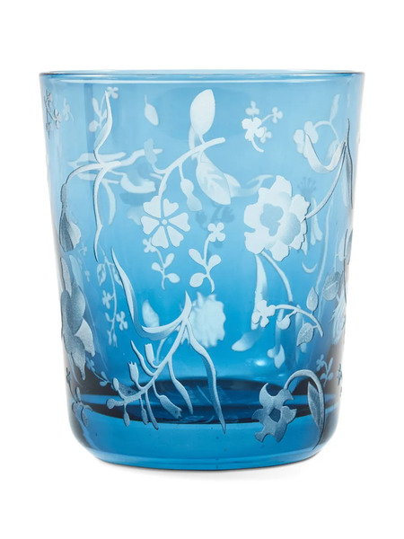  Polspotten Engraved-floral Glass Tumblers - Blue 