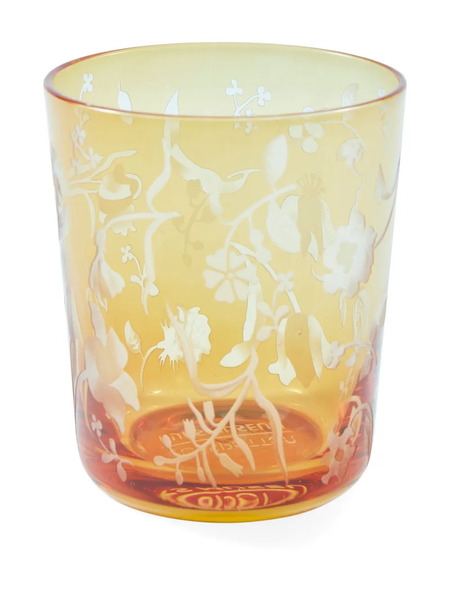  Polspotten Etched Floral Tumbler (set Of Two) - Yellow 