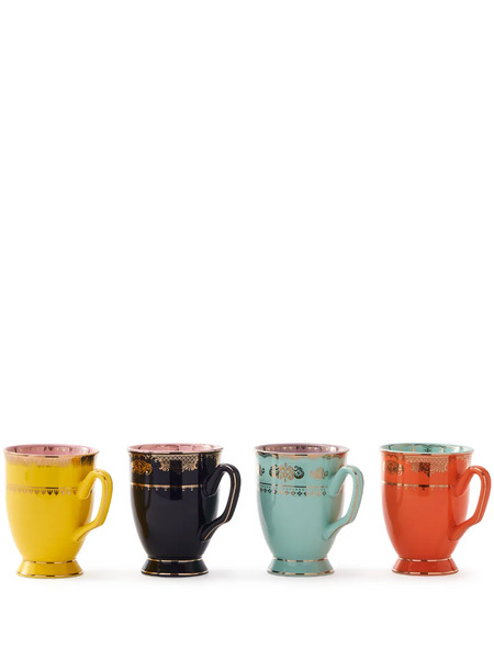  Polspotten Grandpa Porcelain Mugs (set Of Four) - Black 