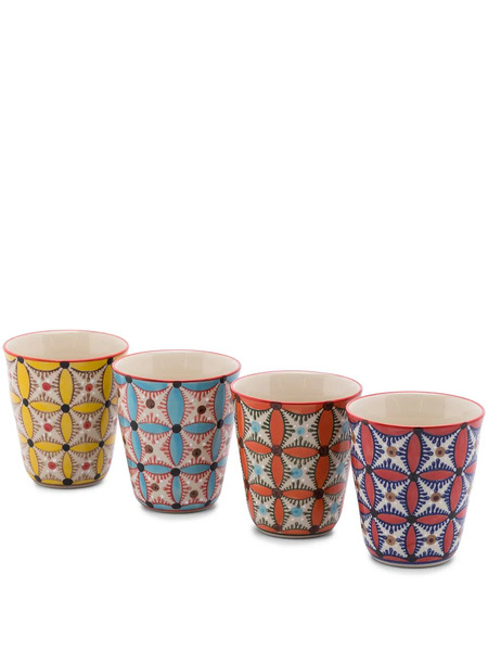  Polspotten Hippy Hand-painted Cups (set Of 4) - Blue 
