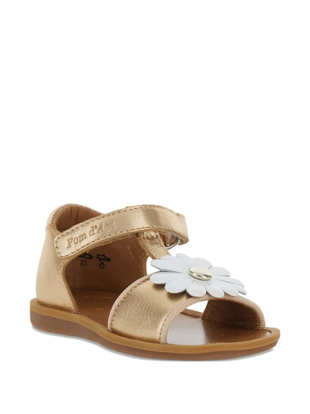  Pom D’api Kids Poppy Flower-detail Sandals - Gold 
