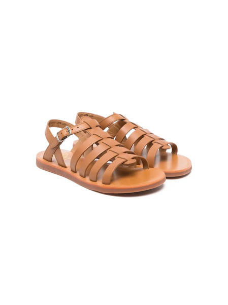  Pom D'api Leather Open Toe Sandals - Brown 