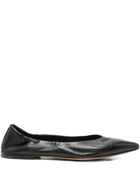  Pomme D´or Glove Pointed-toe Leather Ballet Flats - Black 
