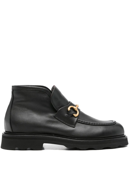  Pomme D´or Horsebit Leather Ankle Boots - Black 