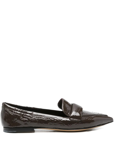  Pomme D´or Ingrid Patent-leather Pointed Loafers - Brown 