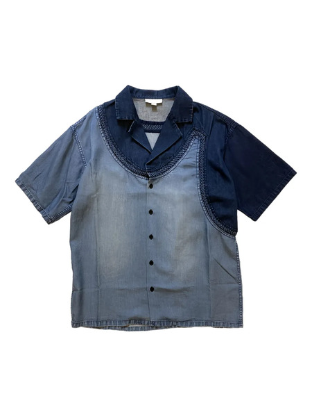  Ponder.er Crochet-trimmed Denim Shirt - Blue 
