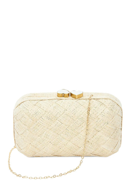  Poolside Woven Heart Clutch Bag - White 