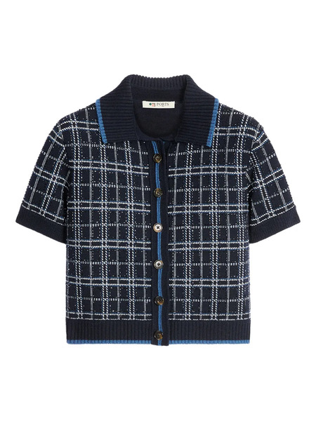  Ports 1961 Check-pattern Short-sleeve Top - Blue 