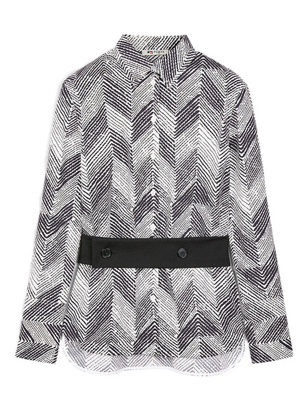  Ports 1961 Chevron-patterned Belted Shirt - Black 