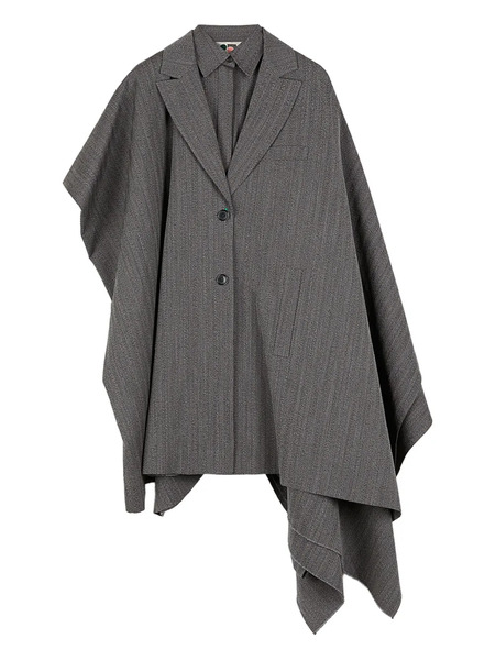  Ports 1961 Daring Pinstripe Cape Coat - Grey 