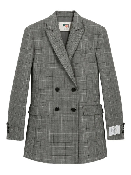  Ports 1961 Double-breasted Checked Blazer - Grey 