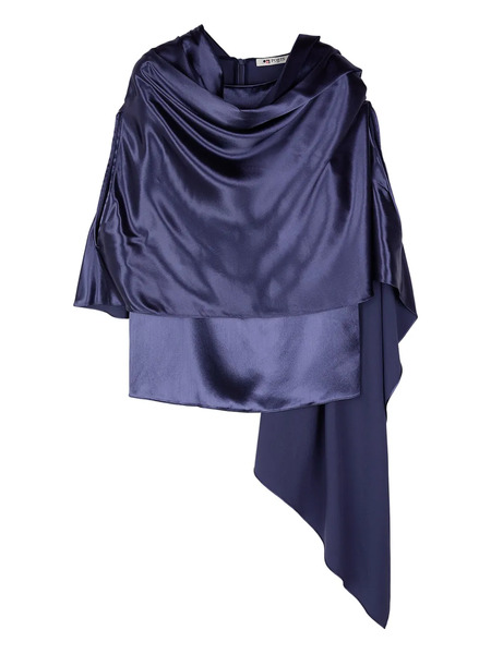  Ports 1961 Draped Satin-effect Top - Blue 