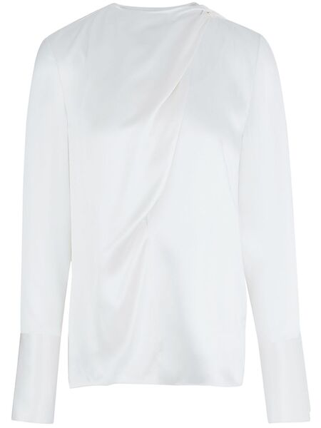  Ports 1961 Draped Scarf-like Silk Top - White 