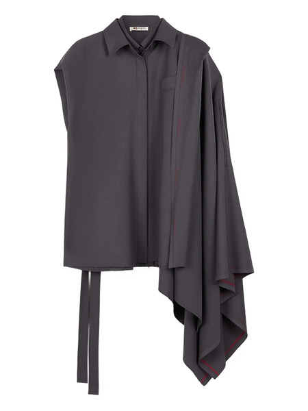  Ports 1961 Draped-shoulder Wool Shirt - Grey 