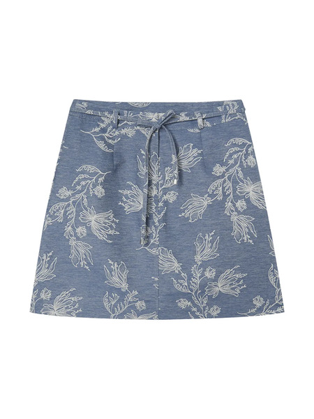  Ports 1961 Floral A-line Mini Skirt - Blue 