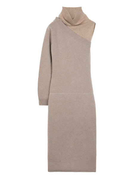  Ports 1961 Single-sleeve Turtleneck Midi Dress - Neutrals 