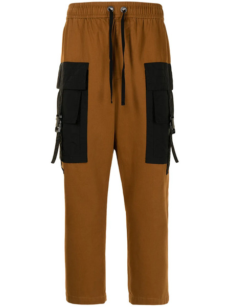  Ports V Contrasting Panel Cropped Trousers - Brown 